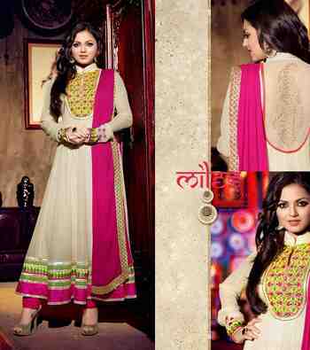 EMBELLISH OFF WHITE PURE GEORGETTE ANARKALI SUIT