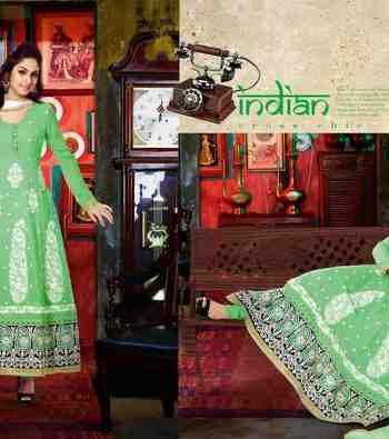 EMBELLISH SEA GREEN PURE GEORGETTE ANARKALI SUIT