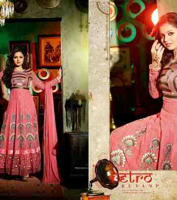 Palatial madhubala pink ankle length anarkali suit